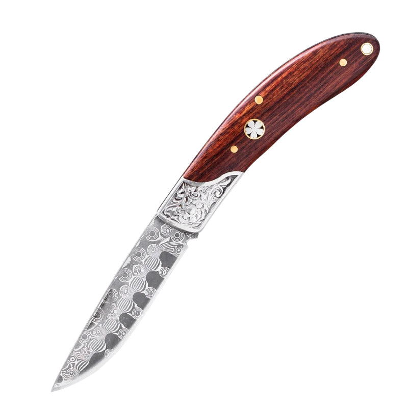 Couteau Berger Damas Bois Rouge