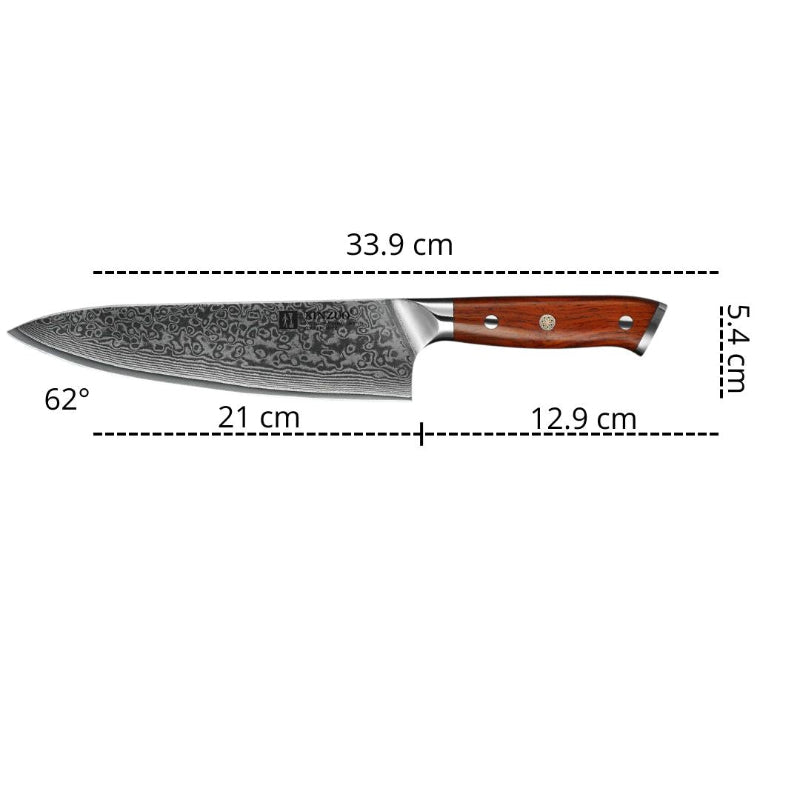 Couteau de Chef en Acier Damas Dimensions