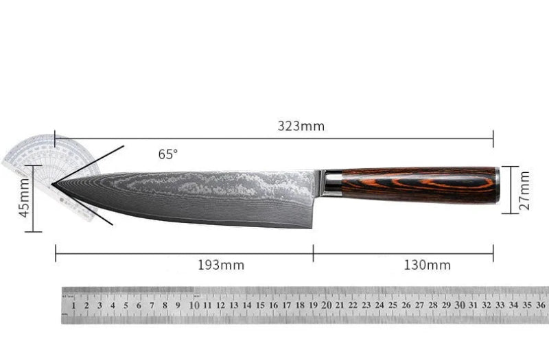 Couteau de Cuisine en Acier Damas Dimensions