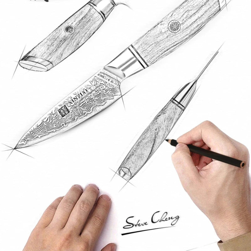 Couteau d'Office Japonais Damas Design