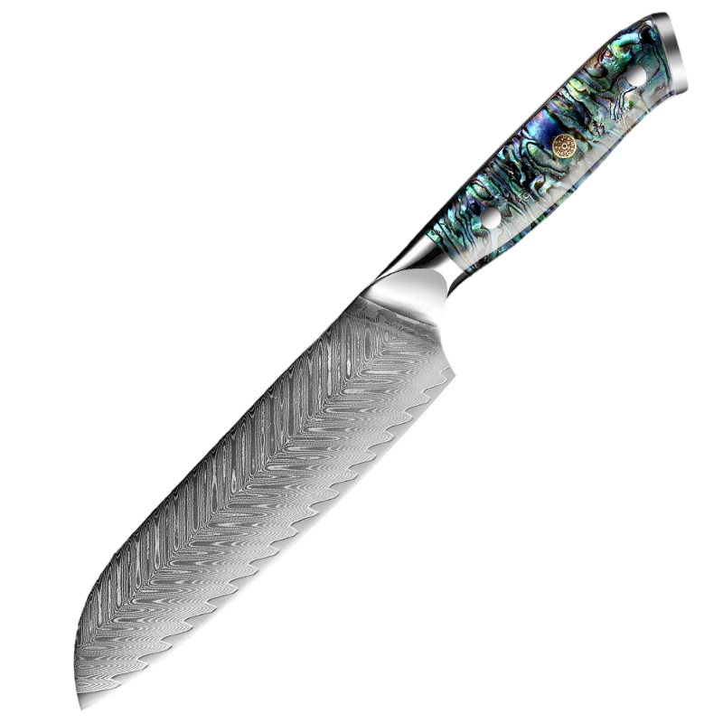 Couteau Santoku Japonais Lame Acier Damas
