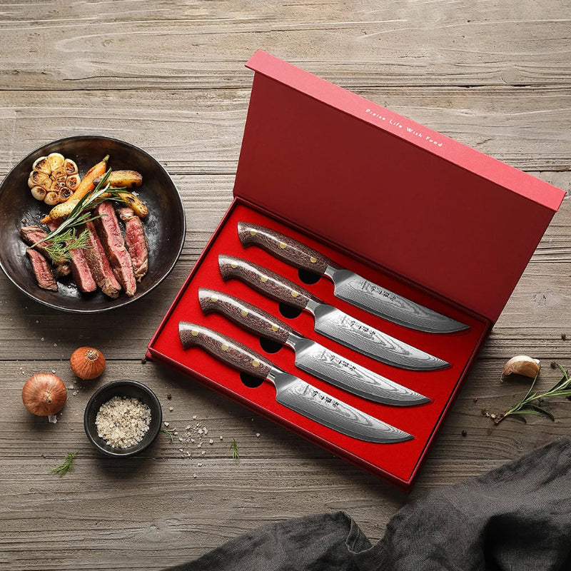 Couteaux à steak avec Lame de Damas Boîte