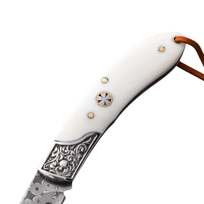 Couteau Berger Damas Os Blanc Manche