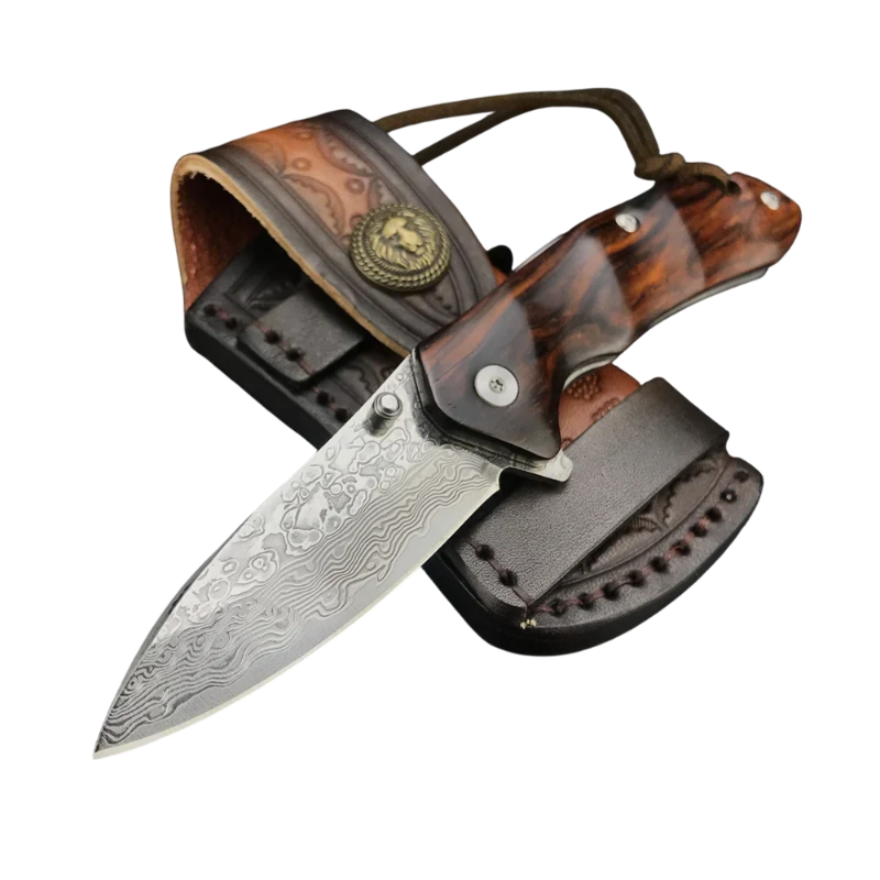 Couteau de Chasse Damas avec Etui en Cuir avec Etui