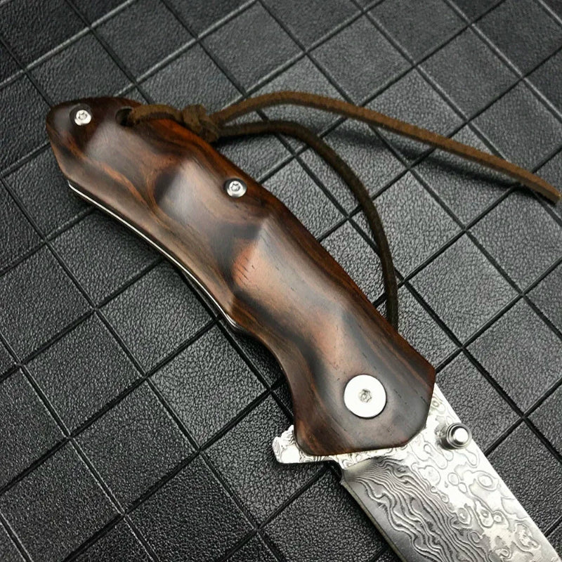 Couteau de Chasse Damas avec Etui en Cuir Manche