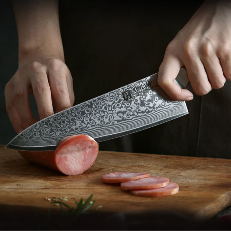 Couteau de Chef en Acier Damas Découpe