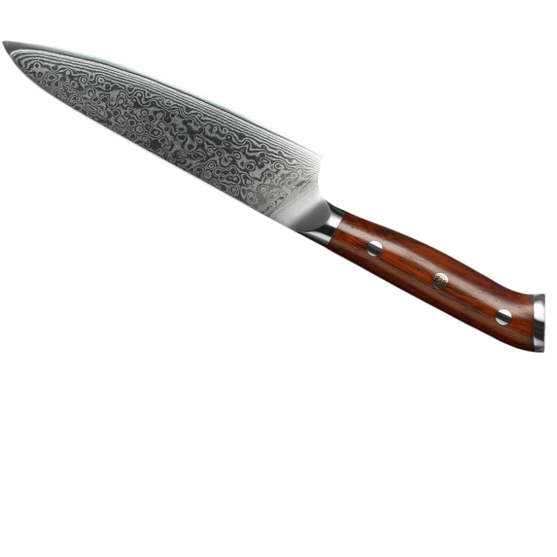 Couteau de Chef en Acier Damas sur le Dos