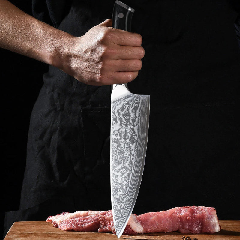 Couteau de Chef Japonais Damas Planté 