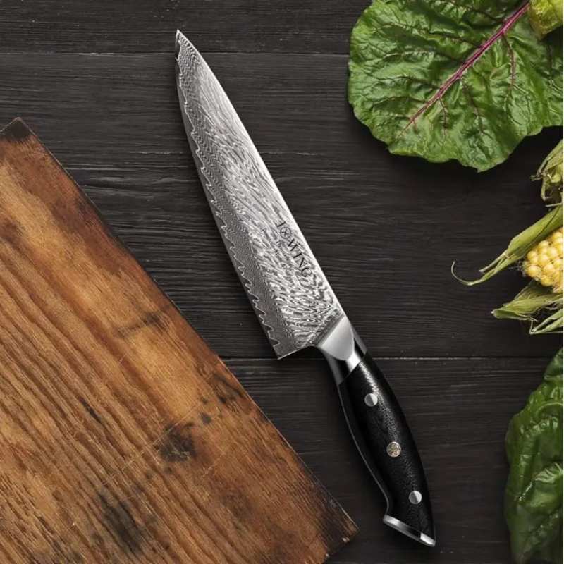 Couteau de Cuisine Damas Pas Cher Présentation Planche