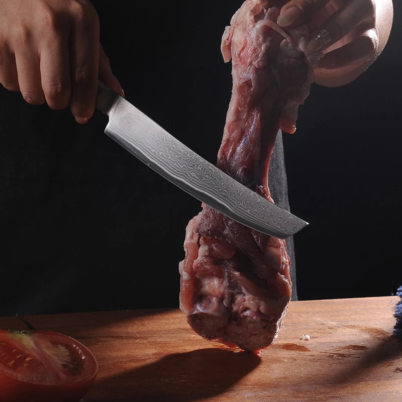 Couteau de Cuisine Forgé Damas Découpe Viande