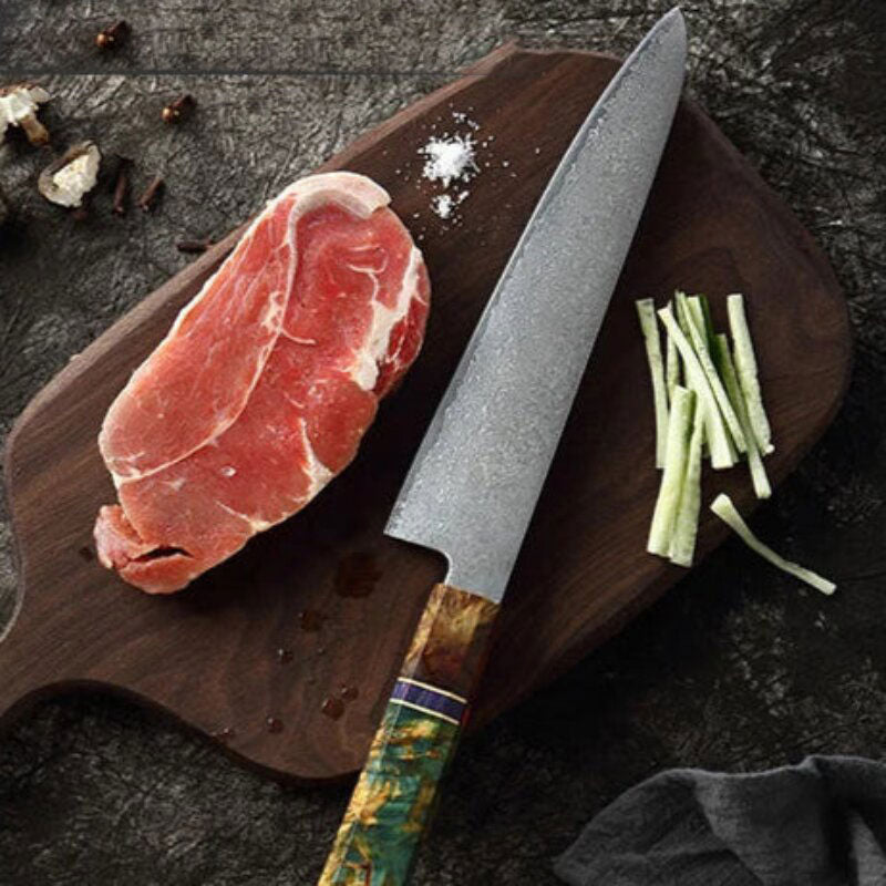 Couteau de Cuisine Japonais Damas Présentation