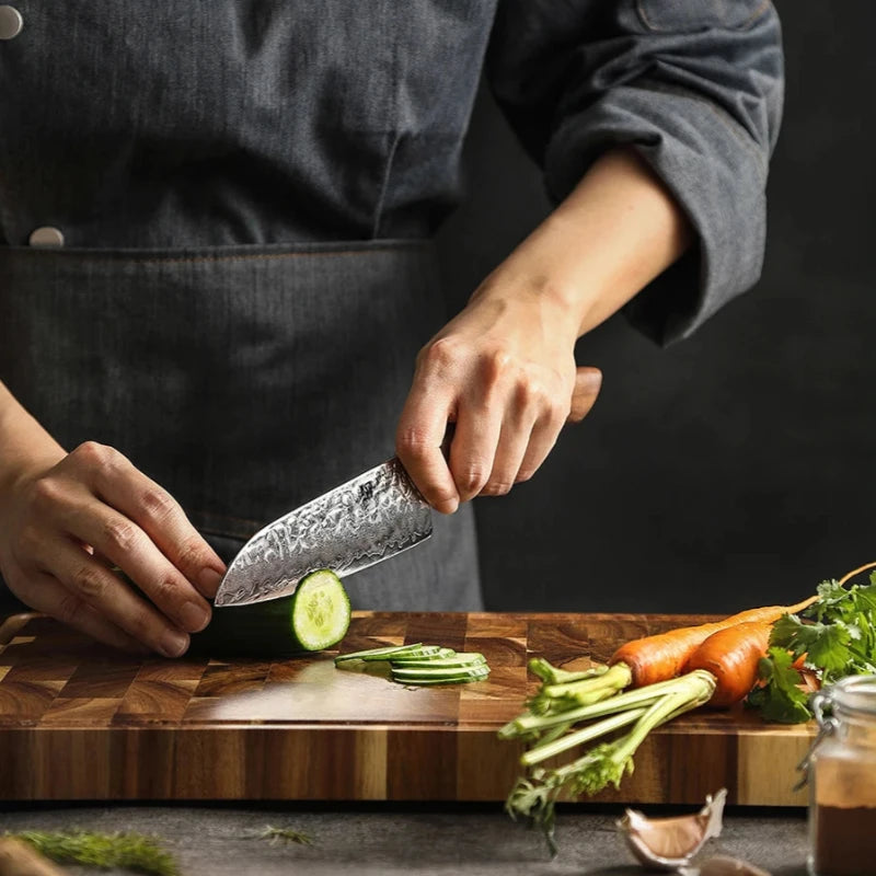 Couteau de Cuisine Japonais avec Lame Damas Découpe de légumes