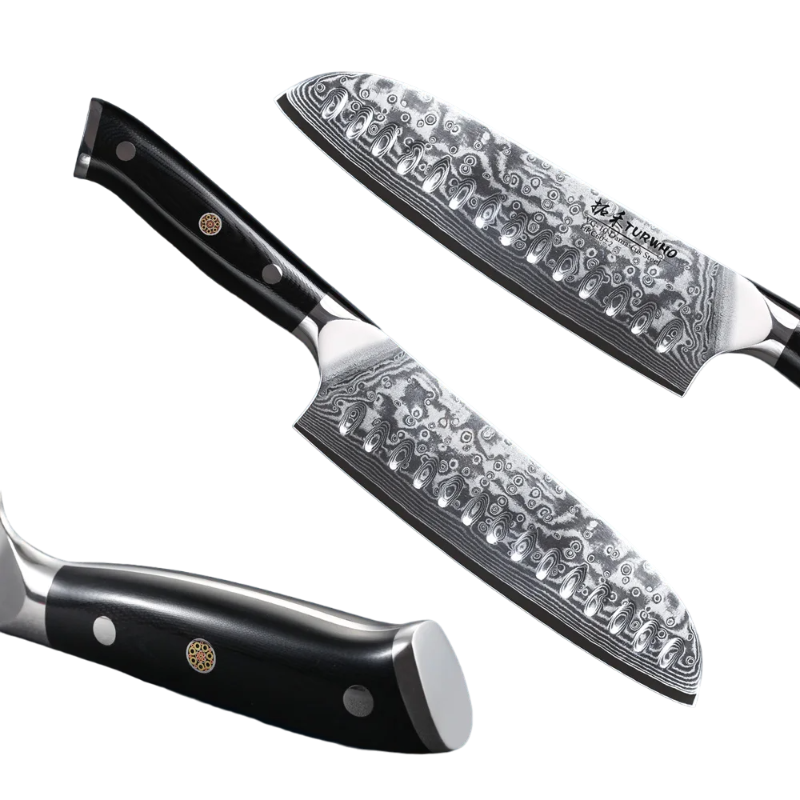 Couteau Damas Santoku détails