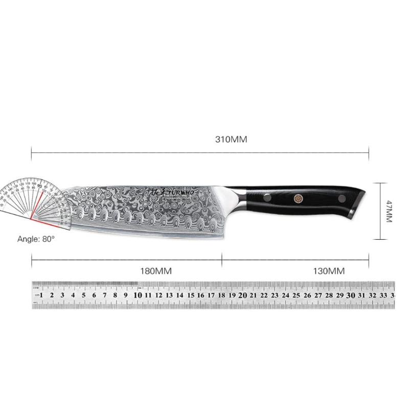 Couteau Damas Santoku dimensions