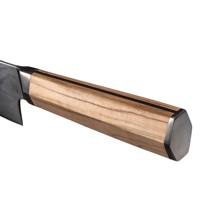 Couteau de Cuisine Damas Manche en Olivier