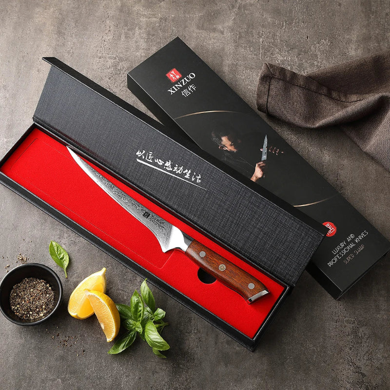 Couteau de Cuisine Tranchant Damas Boîte