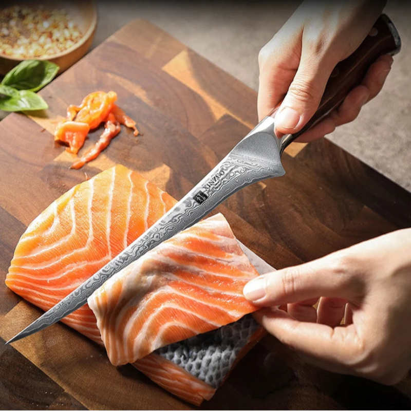 Couteau de Cuisine Tranchant Damas Découpe Poisson