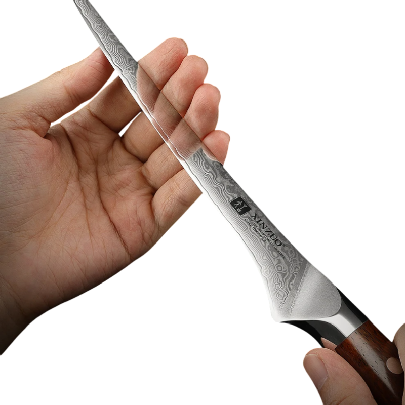 Couteau de Cuisine Tranchant Damas Reflets sur la Lame