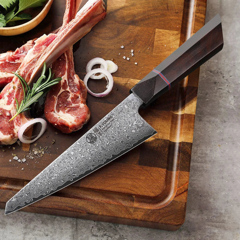 Couteau Forgé Damas Présentation planche