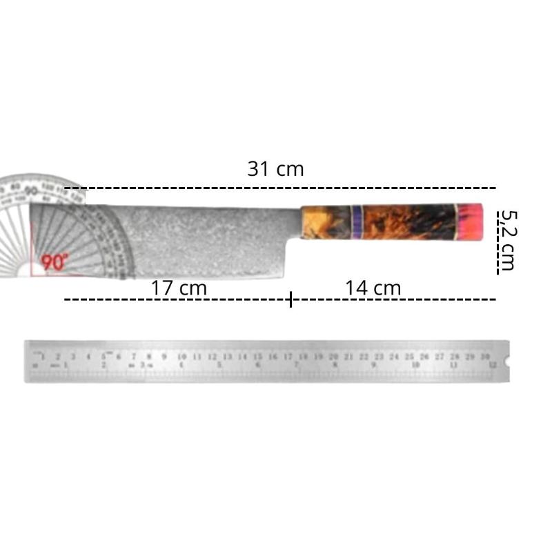 Couteau Japonais en Acier Damas Dimensions