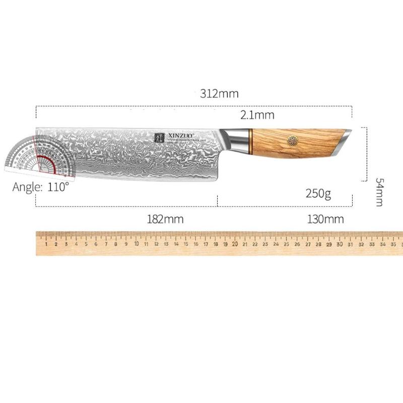 Couteau Japonais Damas Haut de Gamme Dimensions