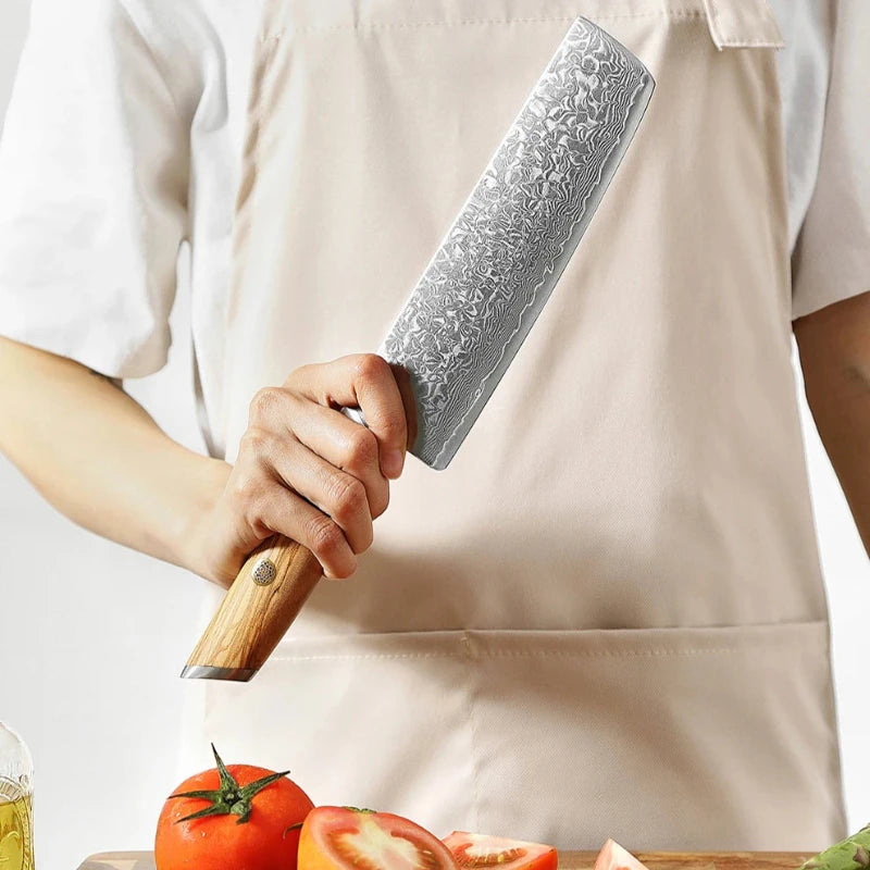 Couteau Japonais Damas Haut de Gamme en Main