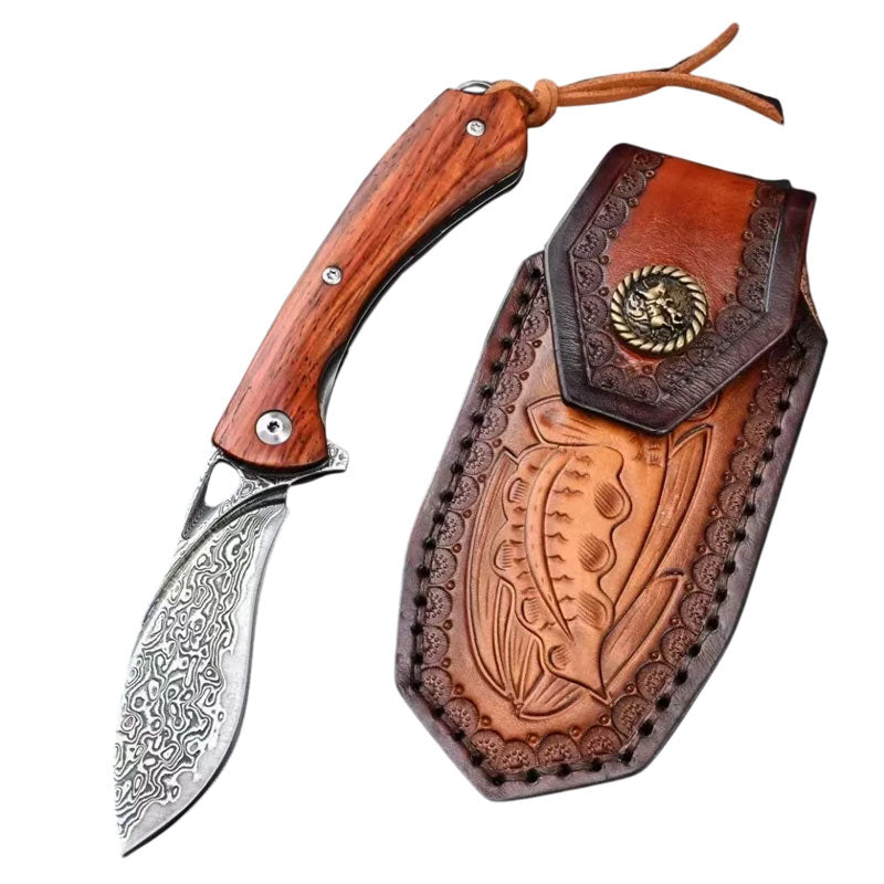 Couteau Kukri Damas avec Etui en Cuir