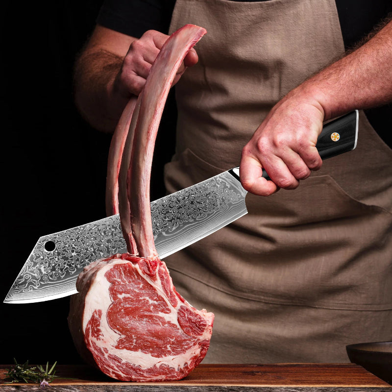 Couteau avec Lame Damas Personnalisée Découpe de Viande