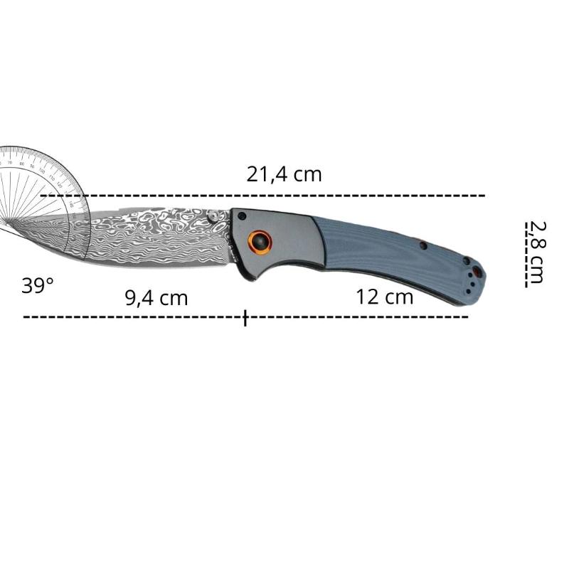 Couteau Lame Damas Pliant Dimensions