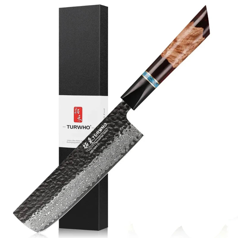 Couteau Nakiri Acier Damas avec Boîte