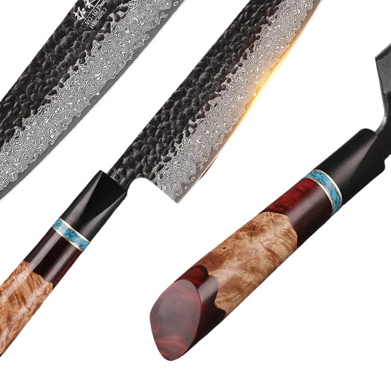 Couteau Nakiri Acier Damas détails