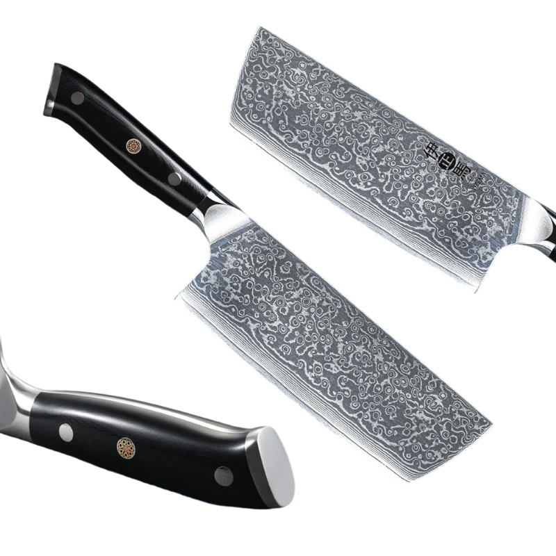 Couteau Nakiri Japonais Acier Damas Détails