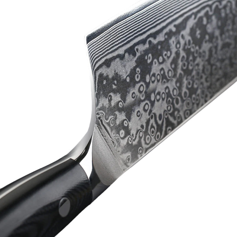 Couteau Nakiri Japonais Acier Damas Lame Zoom