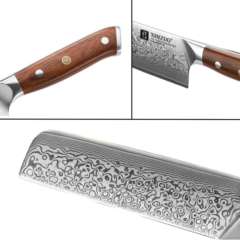 Couteau Nakiri Japonais Lame Damas Détails