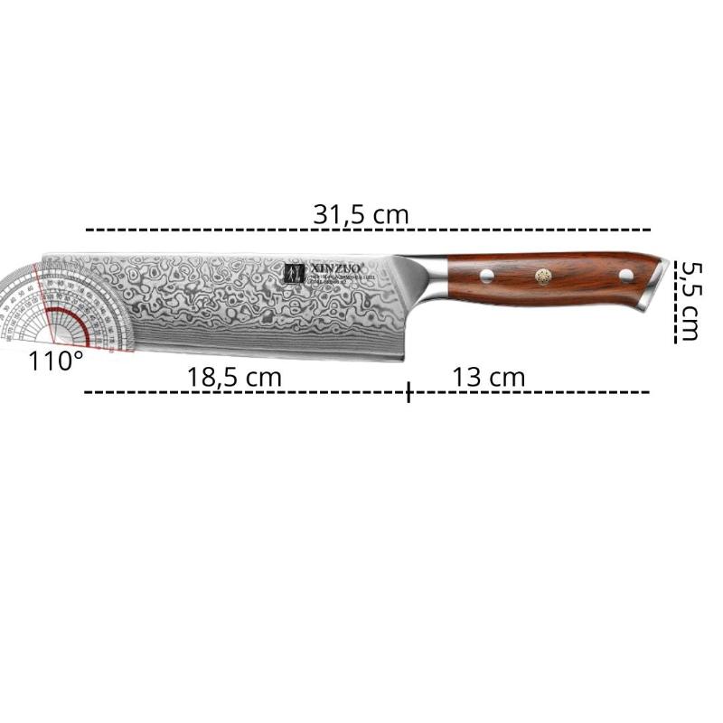 Couteau Nakiri Japonais Lame Damas Dimensions