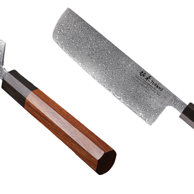 Couteau Nakiri Lame Acier Damas détails