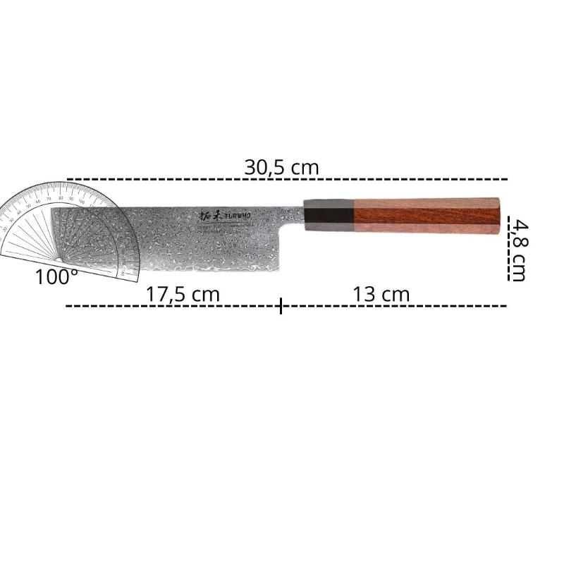 Couteau Nakiri Lame Acier Damas Dimensions