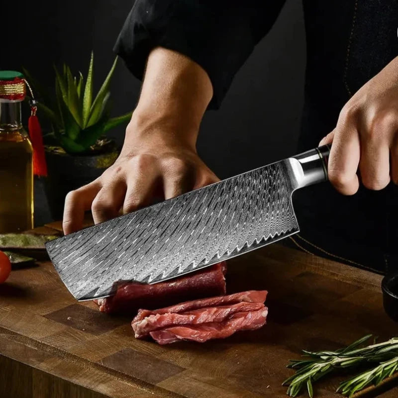 Couteau Nakiri Lame Damas Découpe