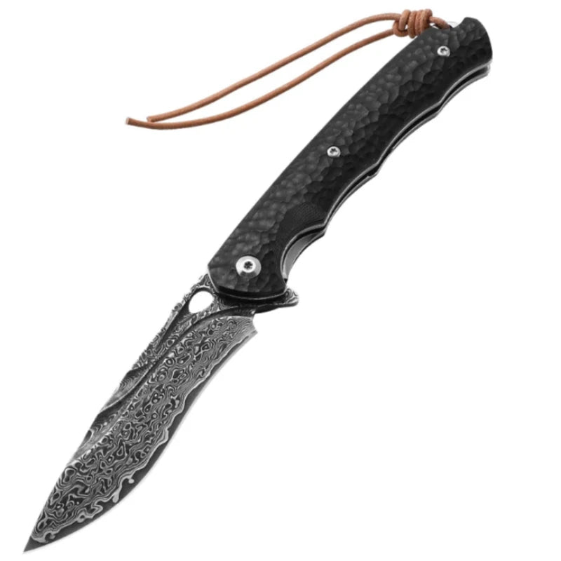 Couteau pliant lame acier Damas et manche bois d'olivier (Neu (gemäss Couteau pliant lame acier Damas et manche bois d'olivier (Neu (gemäss