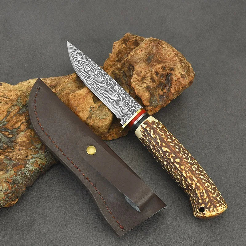 Couteau de Poche Lame Damas Présentation avec Etui