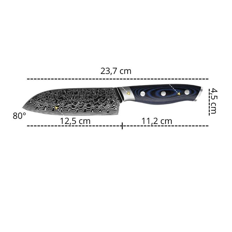 Couteau Santoku Damas Bois Bleu Dimensions