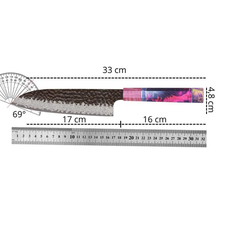 Couteau Santoku Damas Martelé Dimensions