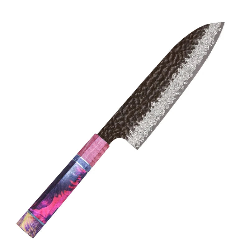 Couteau Santoku Damas Martelé lame vers le haut