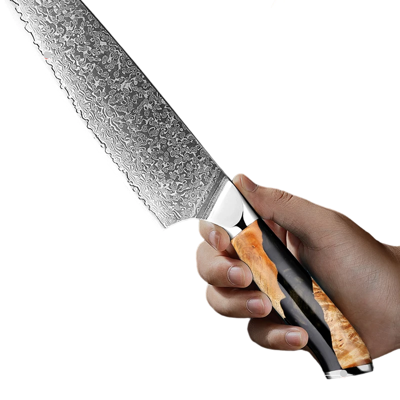 Couteau Santoku Japonais Acier Damas ergonomie