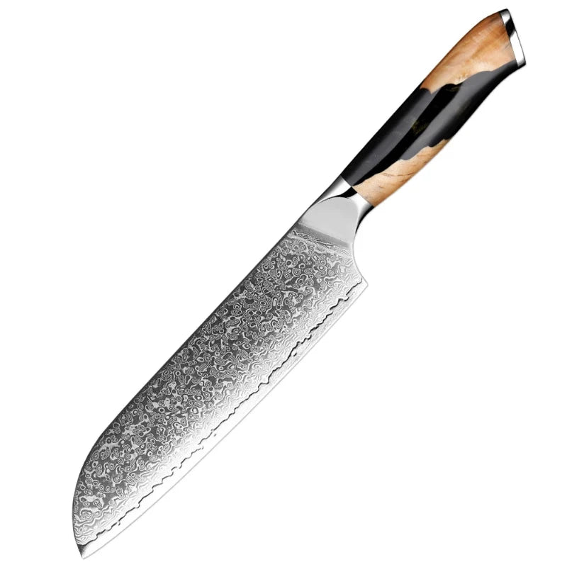 Couteau Santoku Japonais Acier Damas