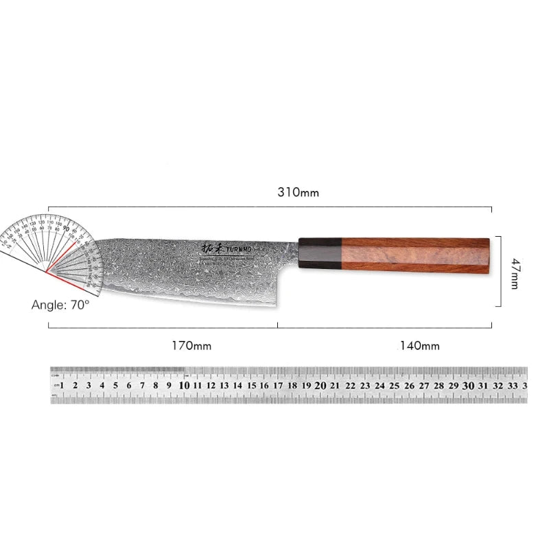 Couteau Santoku Japonais Lame Damas Dimensions