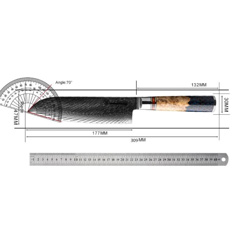 Couteau Santoku Lame Damas Dimensions