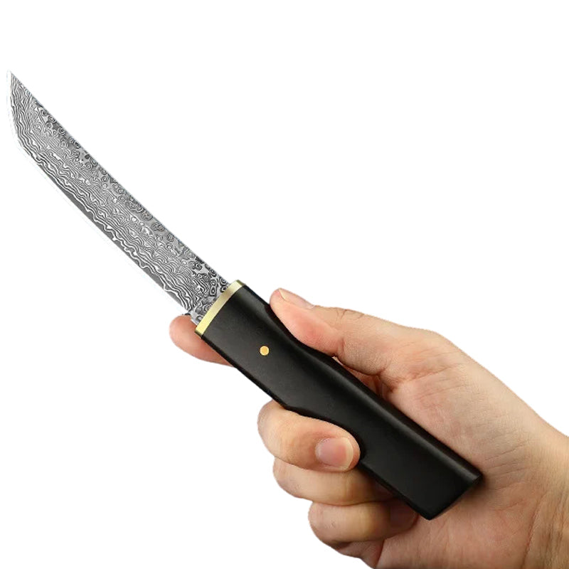 Couteau Tanto Japonais Acier Damas Prise en main