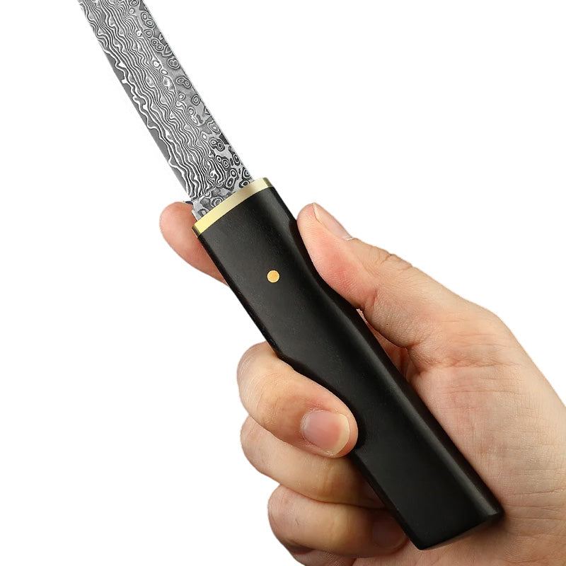Couteau Tanto Japonais Acier Damas Tenue en main