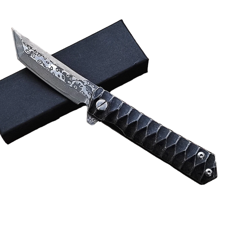 Couteau Tanto Pliant Japonais Damas avec sa boîte